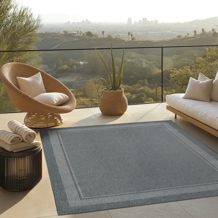 Area Rug: Geometric Greek Key Border, Transitional Room Decor