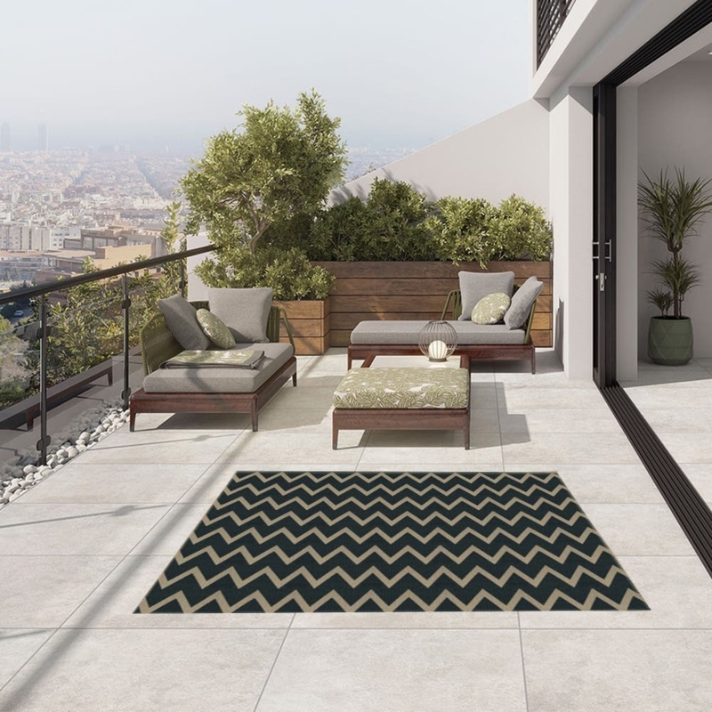 Area Rug: Geometric Patchwork Pattern, Square Silhouette for Patio