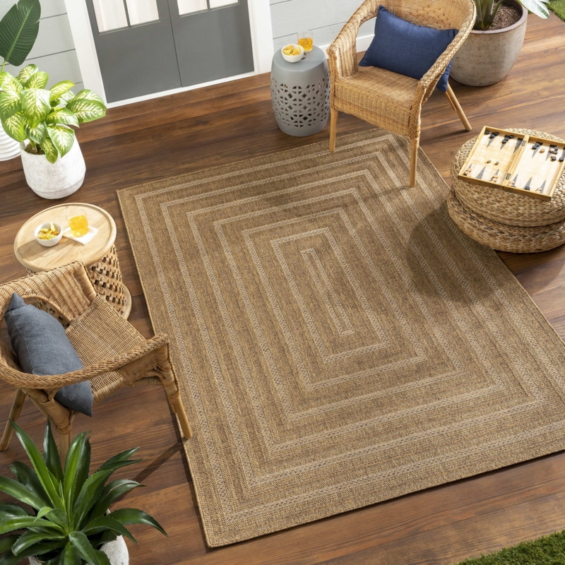 Area Rug Geometric Stripes Flatweave Poolside Contemporary