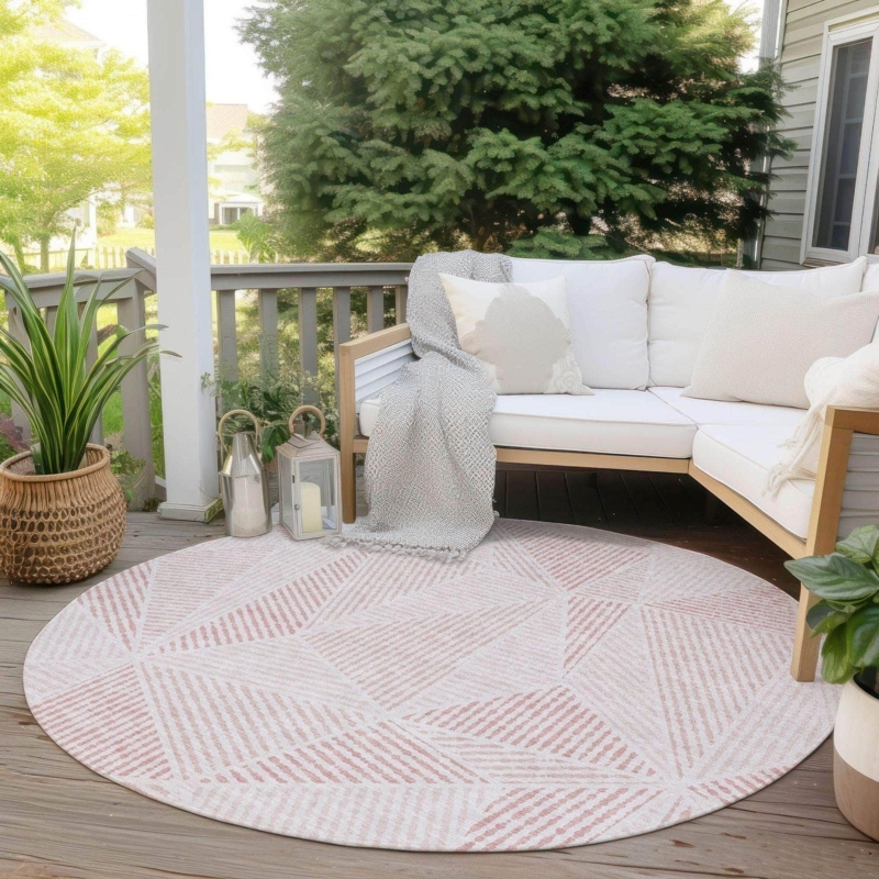 Area Rug Geometric Trellis Pattern Blush Pink Scandinavian Decor