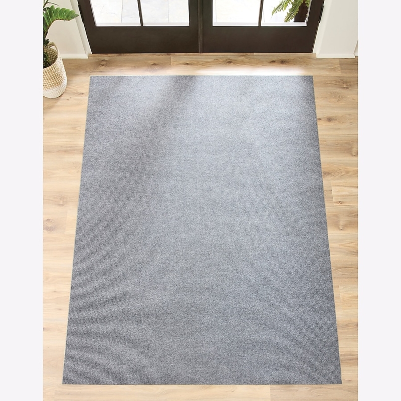 Area Rug Grey Flatweave Low Pile Minimalist Patio Mat
