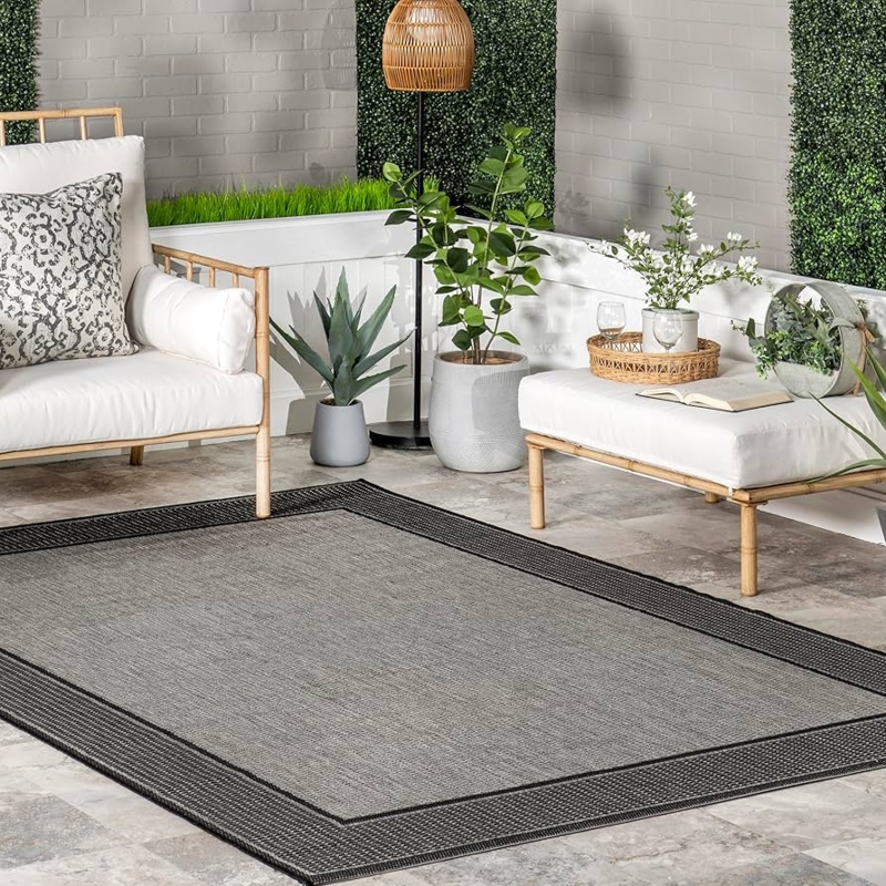 Area Rug Gris Grey Performance Weave Geometric Texture