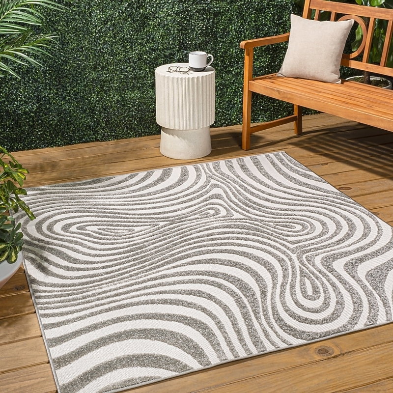 Area Rug Groovy Wavy Stripes, Mid-Century Modern Groovy Rug