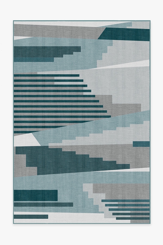 Area Rug, High Contrast Geometric Medallion, Weather Resistant