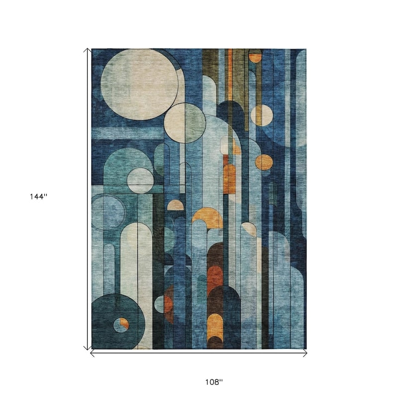 Area Rug: High Contrast Lattice, Navy Base, Bordered Edge, Coastal Patio