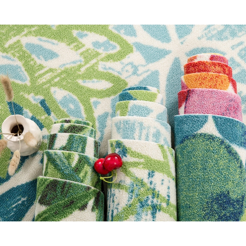Area Rug: High Contrast Multicolored Bubbles, Weather Resistant Deck Decor.