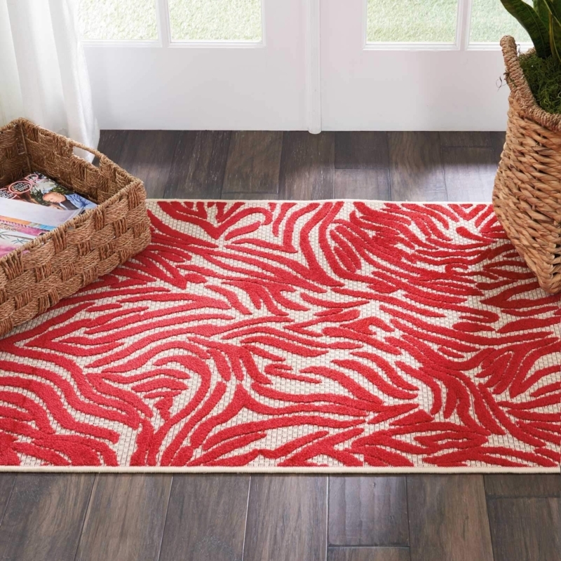 Area Rug High Low Pile Oversized Floral Pattern Tropical Patio Rug