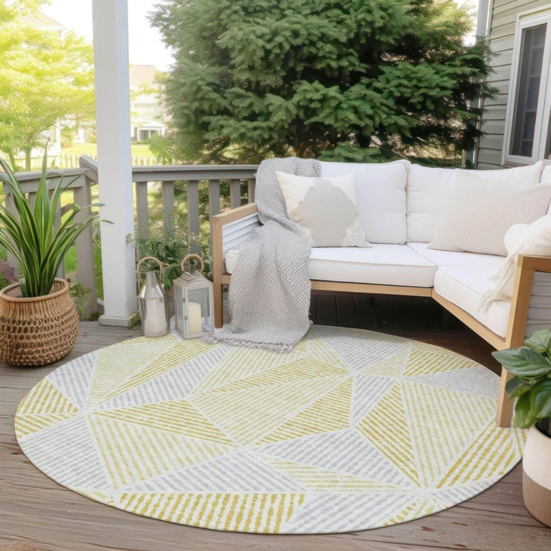 Area Rug Honeycomb Pattern Gold Palette, Washable Geometric Area Rug
