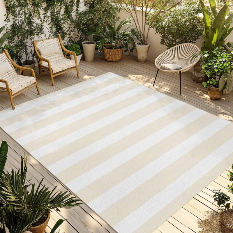 Area Rug: Horizontal Stripes for Modern Farmhouse Patio Decor