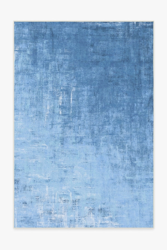 Area Rug Impasto Print Sky Blue Abstract Painterly Texture
