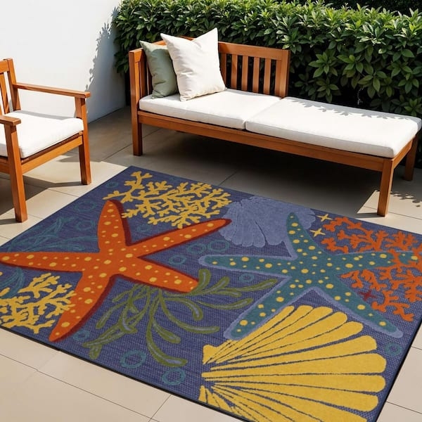 Area Rug Indoor Outdoor Multi Colored Animal Print Colorful Rug