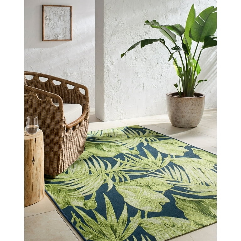 Area Rug Interlocking Circles Lime Green Teal Modern Geometric