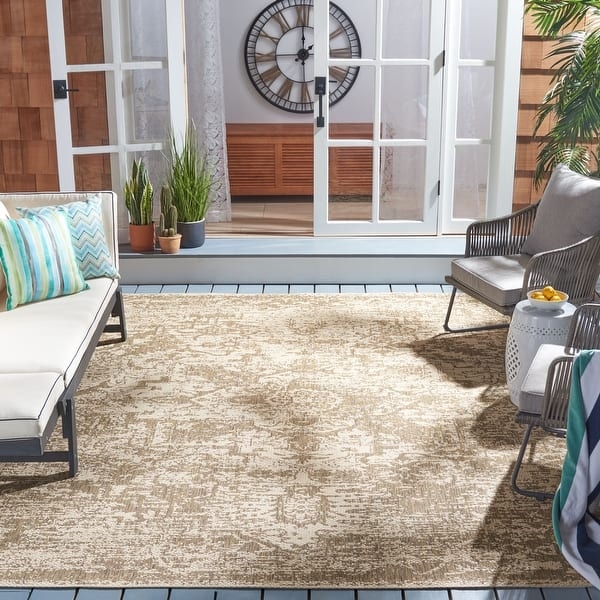 Area Rug Ivory Taupe Bold Trellis Flatweave Geometric Patio Rug