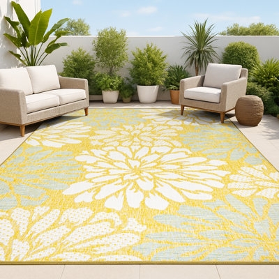 Area Rug Large Scale Floral Textured Weave High Low Pile