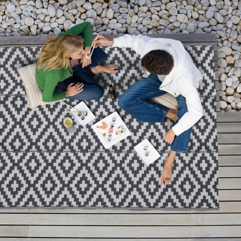 Area Rug: Large Scale Geometric Trellis, Blue and Ivory, Modern