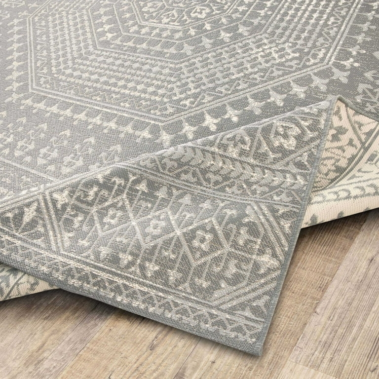 Area Rug: Large Scale Woven Medallion, Transitional Patio Living Area