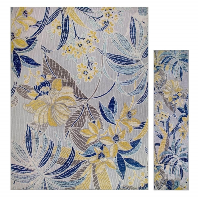 Area Rug Light Blue Heron Motif Coastal Porch Area Rug Decor
