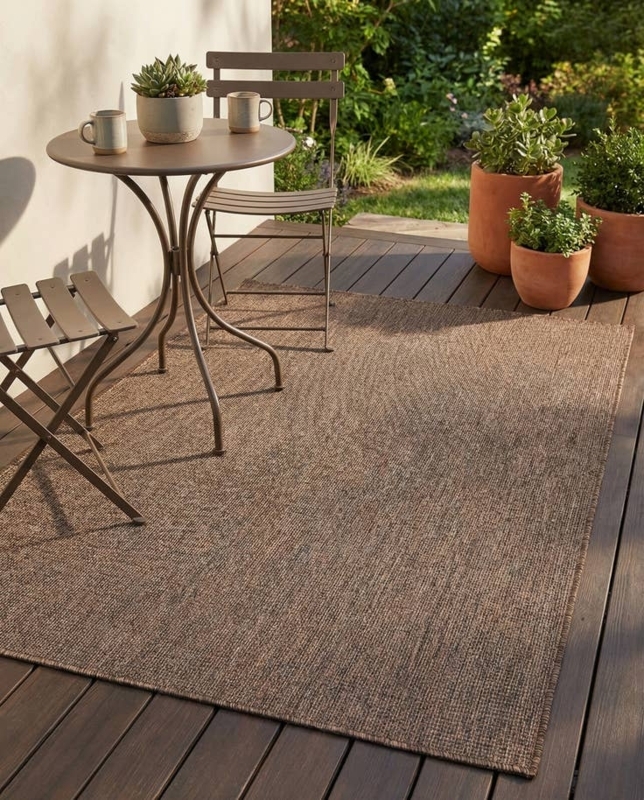 Area Rug Low Profile Flatweave Solid Indoor Outdoor