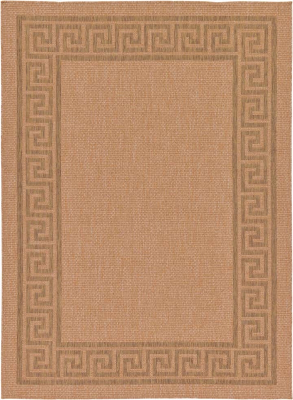 Area Rug Minimalist Light Brown Contrasting Border Woven Texture