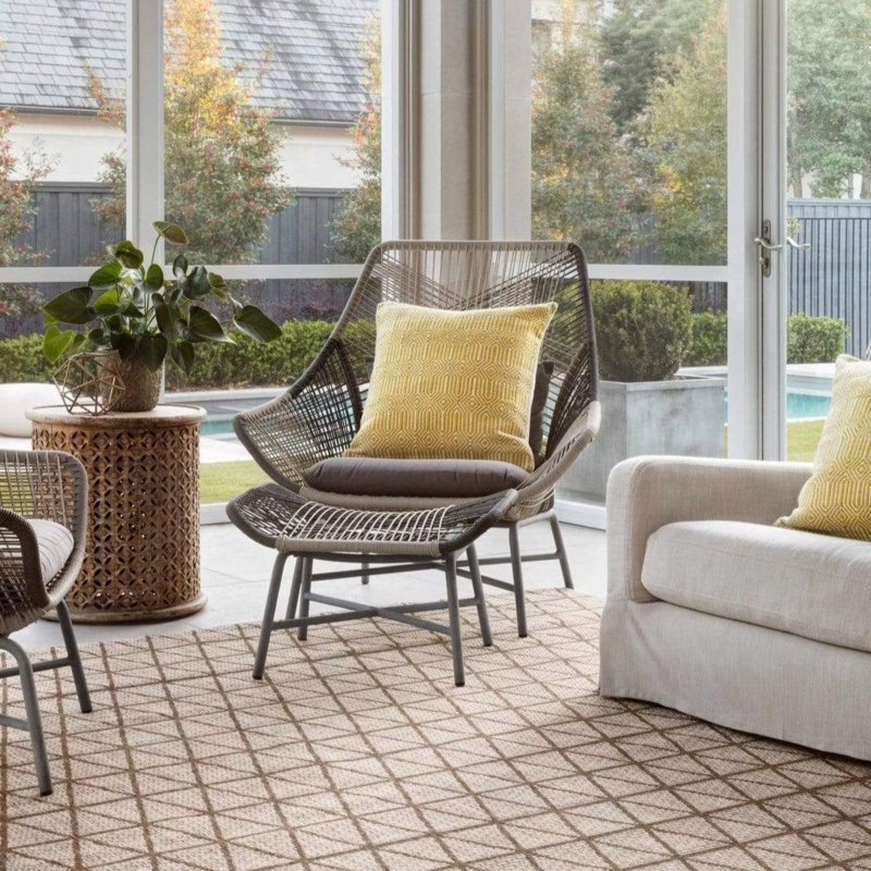 Area Rug Mocha Diamond Lattice Geometric Modern Organic Woven