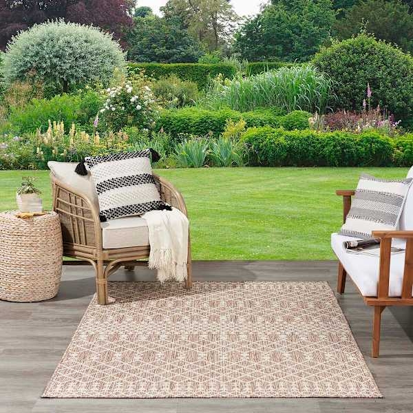 Area Rug Moroccan Trellis Beige Charcoal High Contrast Lattice Flatweave