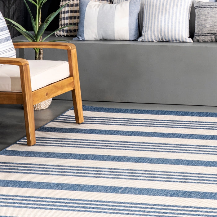 Area Rug Multi Color Stripes Transitional Low Pile Outdoor