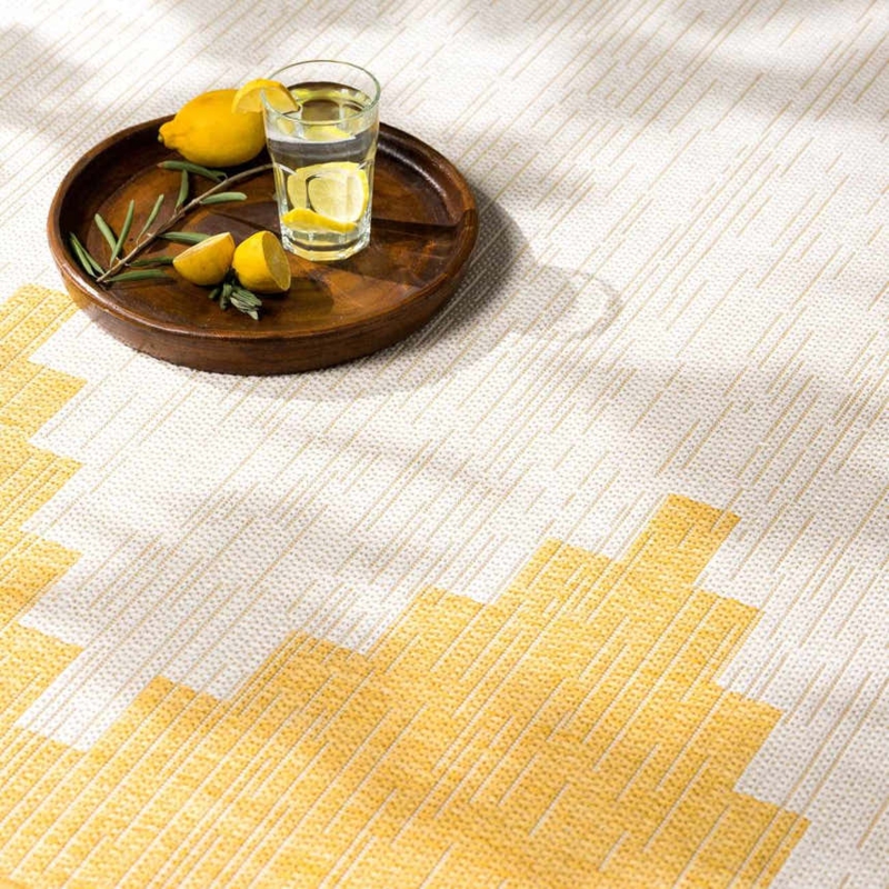Area Rug Mustard Yellow Distressed Floral Motif Flatweave