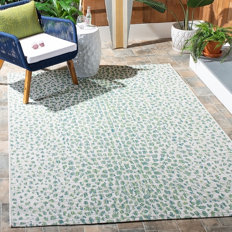 Area Rug Muted Sage Green Leopard Print Indoor Outdoor