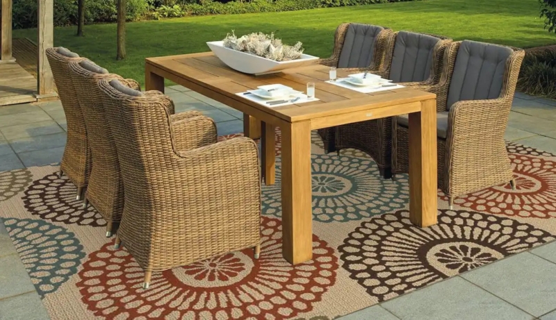 Area Rug Navy Blue White Tropical Leaf Pattern Coastal Patio