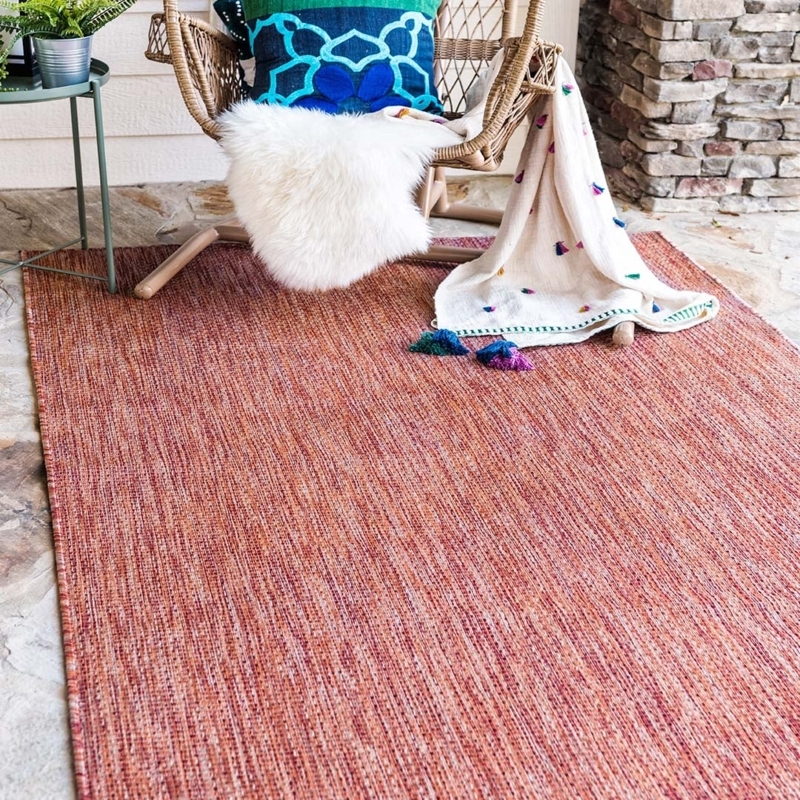 Area Rug Navy Blue Woven Texture, Modern Balcony Rug Ideas