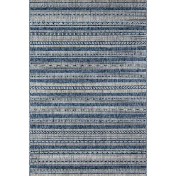 Area Rug Navy Botanical Scroll Pattern Traditional Mediterranean 3x5