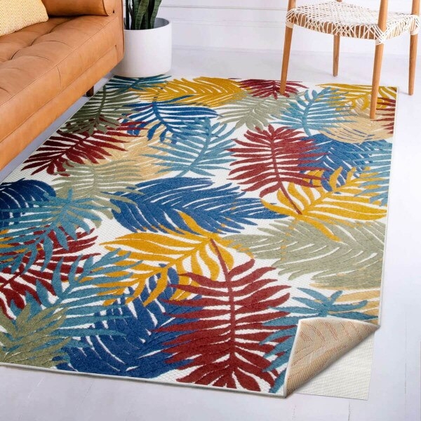 Area Rug Navy Grey Abstract Geometric Pattern Outdoor Durability
