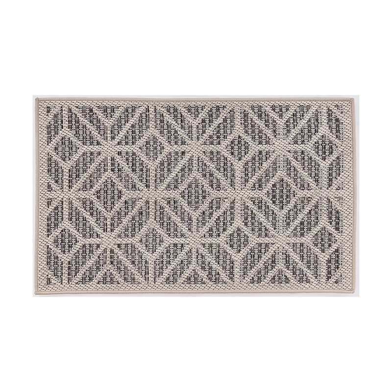 Area Rug Navy White Geometric Lattice Motif Coastal