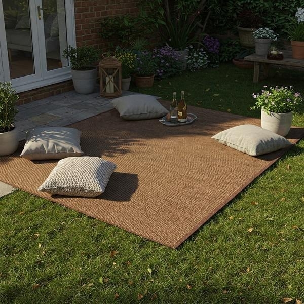 Area Rug Neutral Palette Woven Texture Subtle Stripe Deck Decor