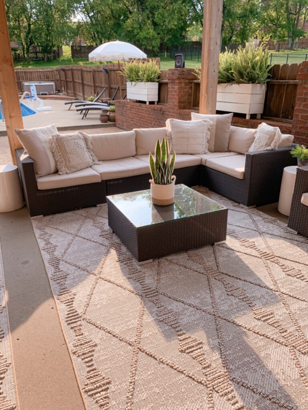 Area Rug: Neutral Woven Patio Styling Farmhouse Decor