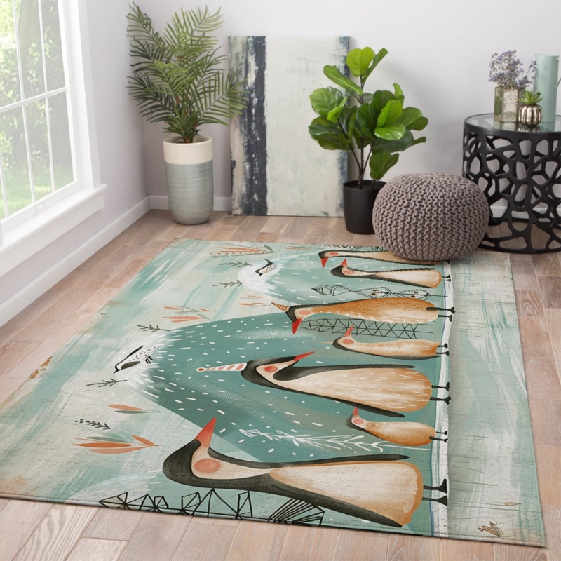 Area Rug Novelty Penguin Shape Whimsical Nursery Decor