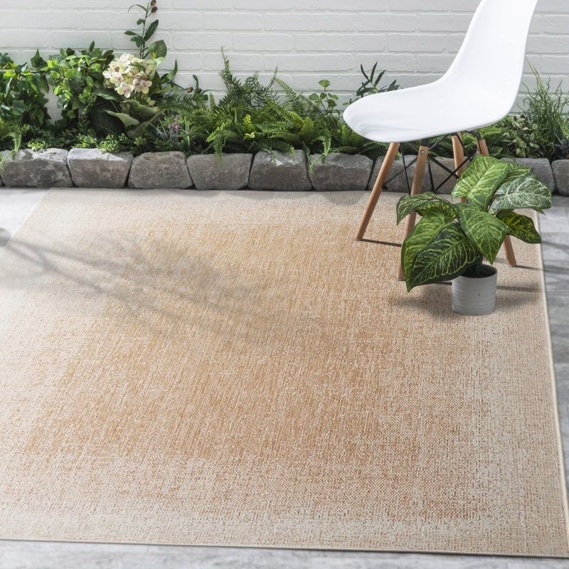 Area Rug Ombre Gradient Beige Cream Modern Minimalist Woven
