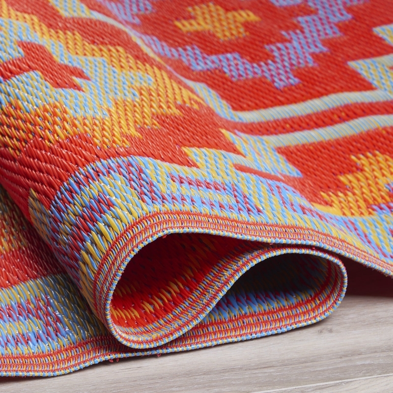 Area Rug Orange Violet Contrast Intricate Geometric Flatweave Bohemian