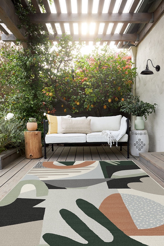 Area Rug: Organic Abstract Pattern, Sage Green, Modern Minimalist