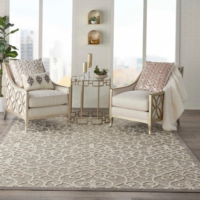 Area Rug Oversized Botanical Floral Navy Cream High-Low Tropical