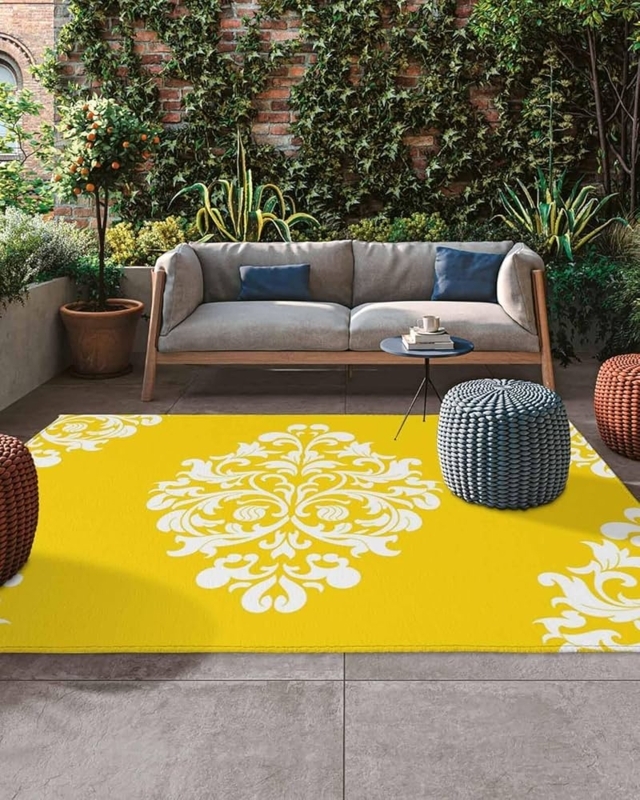 Area Rug Painterly Aesthetic Gold Floral Abstract Boho
