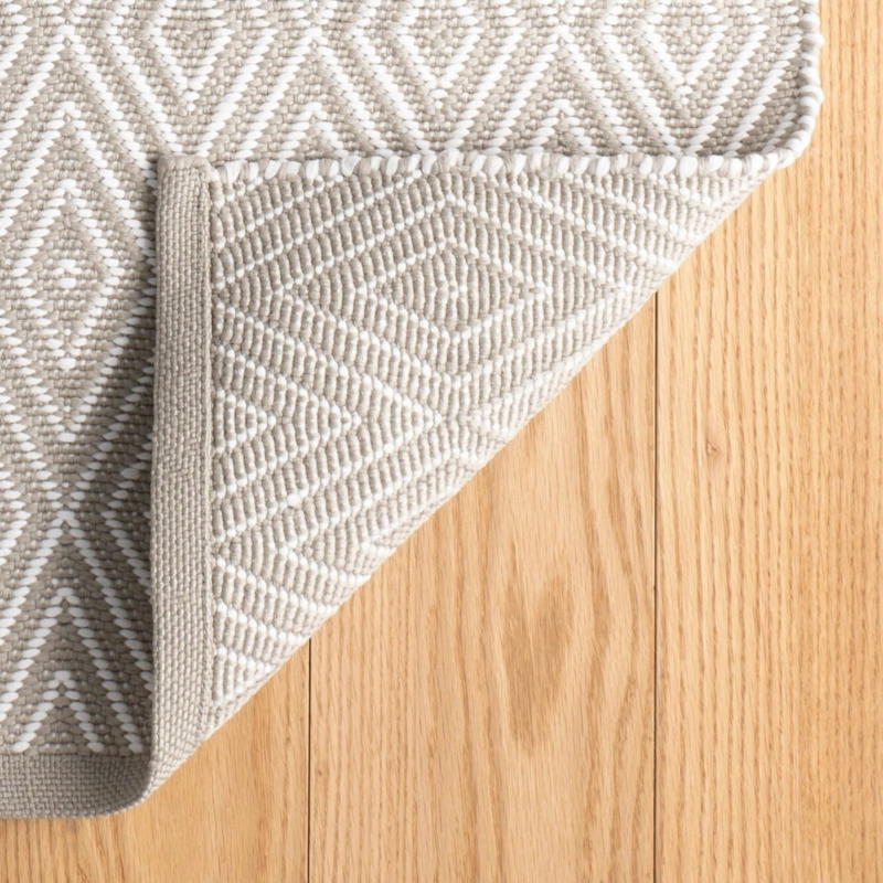 Area Rug Platinum Grey Geometric Diamond Pattern Low Profile Woven