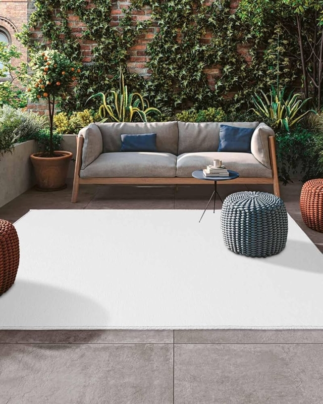 Area Rug Pure White Washable Low Pile Minimalist Living Room