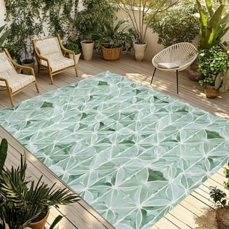 Area Rug Raised Geometric Trellis High-Low Pile Beige Cream Boho