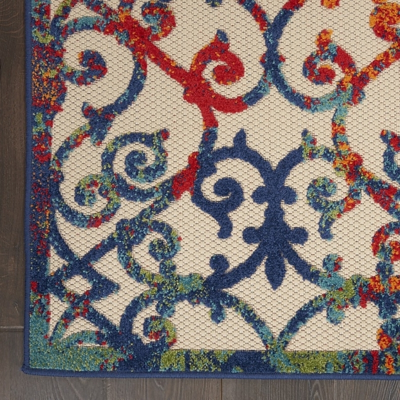 Area Rug Rectangular Vibrant Floral Pattern Unbordered Design