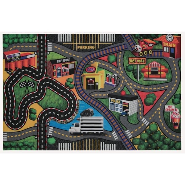 Area Rug Road Map Pattern Educational Kids Activity Mat
