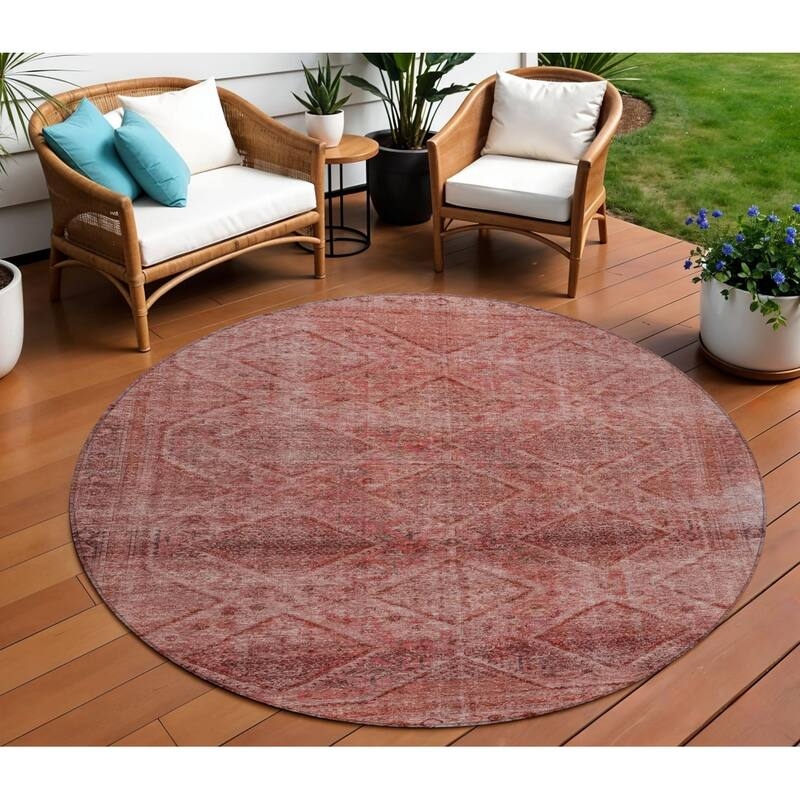 Area Rug Round High Low Pile Textured Rug Navy and Cream