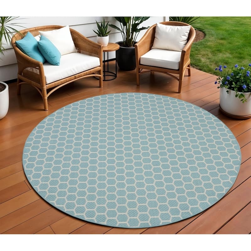 Area Rug Round Modern Navy Trellis Outdoor Trellis Pattern