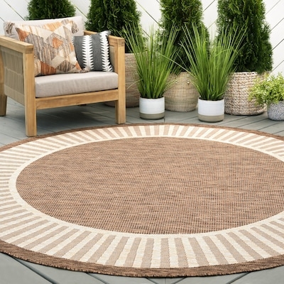 Area Rug Round Navy Ivory Nautical Compass Rose Deck