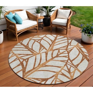 Area Rug Round Oversized Floral Washable Botanical Patio Rug